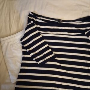 ***SALE*** INC International Concepts 3/4 Sleeve Tee—Navy Blue and White Stripes